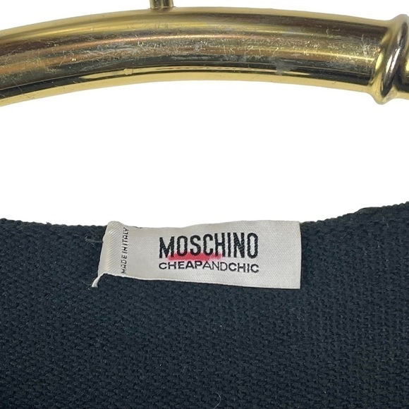 MOSCHINO CHEAP AND CHIC BLACK COTTON SHEER FLORAL YOKE BEADED CARDIGAN SWEATER - Picture 11 of 15